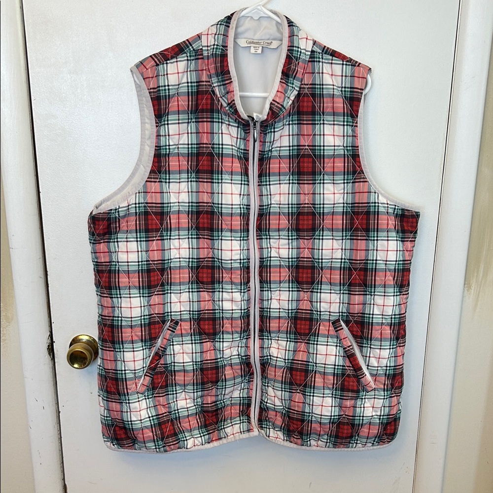 Coldwater Creek Plaid Puffer Vest with Zipper 2X
